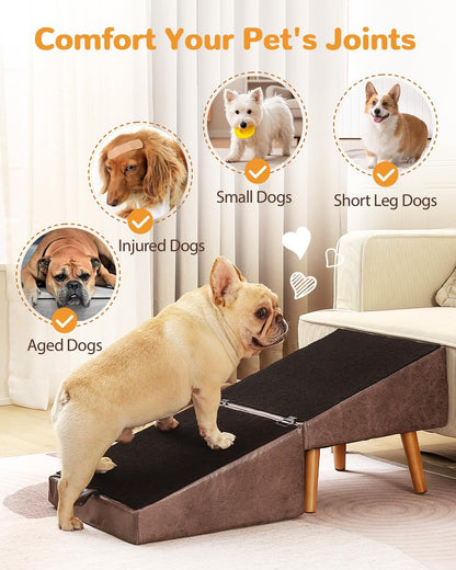 Dog Stairs for Small Dogs and Cats, Dog Ramp for Couch and Bed, Foldable 2-In-1 Wooden Pet Steps for Puppy, Split Ottoman Design