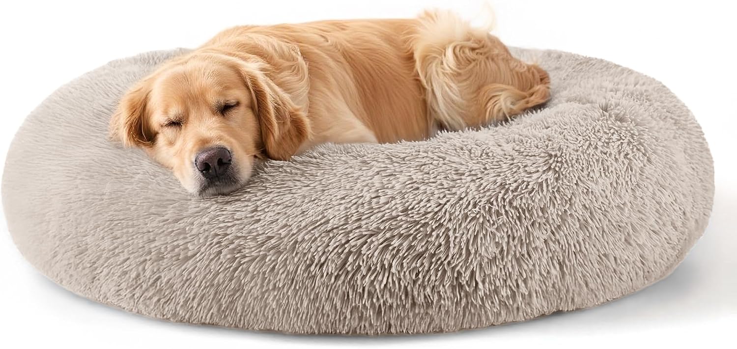 Calming Indoor Donut Bed for Dogs & Cats   