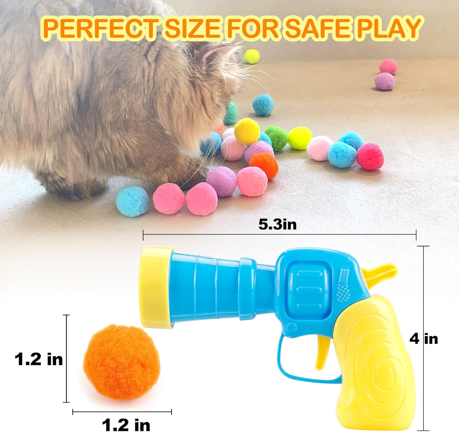 31Pcs Cat Ball Toy Launcher, Cat Balls Fetch Toy,30Pcs Plush Fuzzy Ball Launcher 