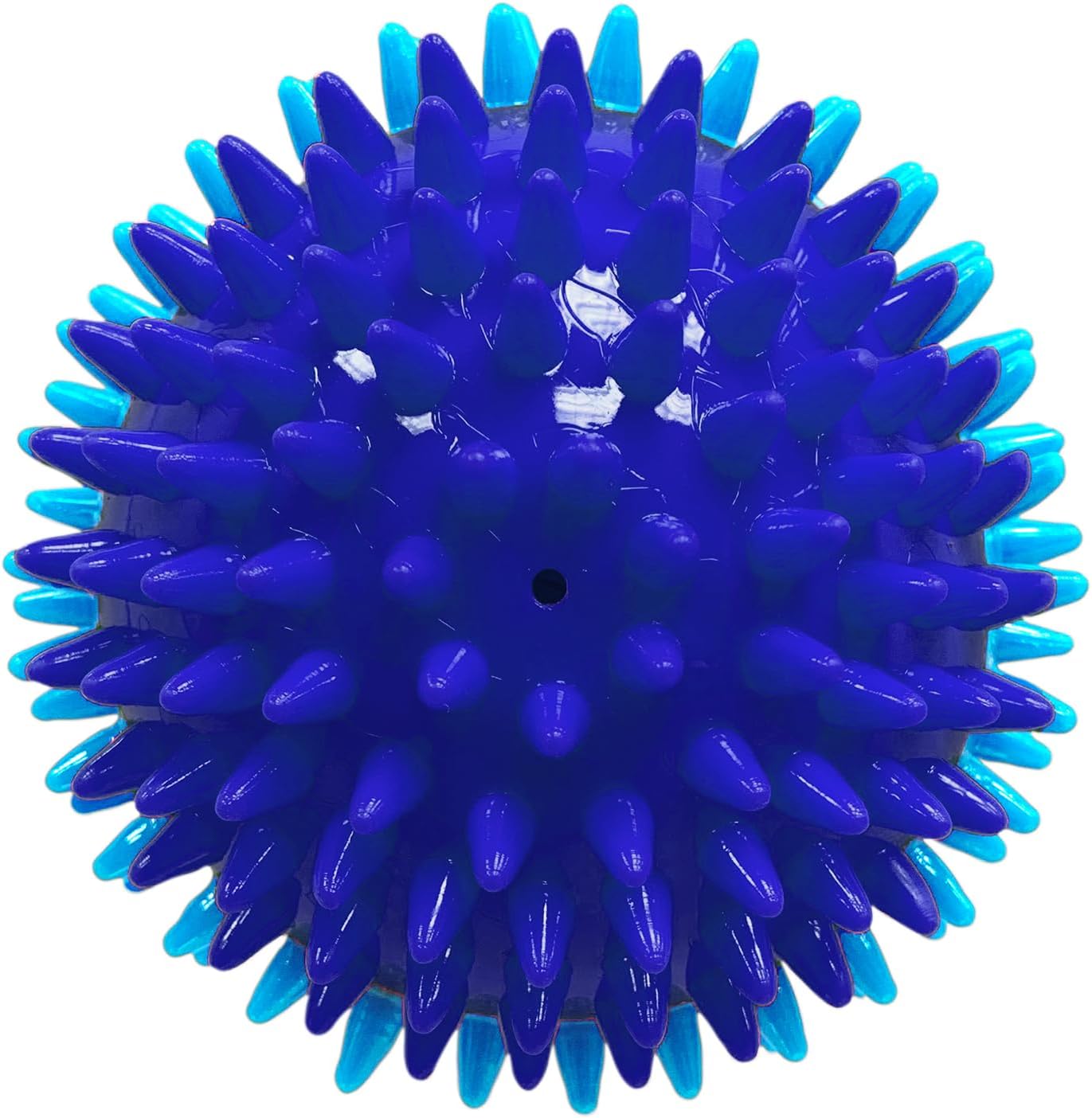 Nerf Dog 3.7In TPR 3-Part Spike Squeak Ball Dog Toy - Dark Blue/Light Blue