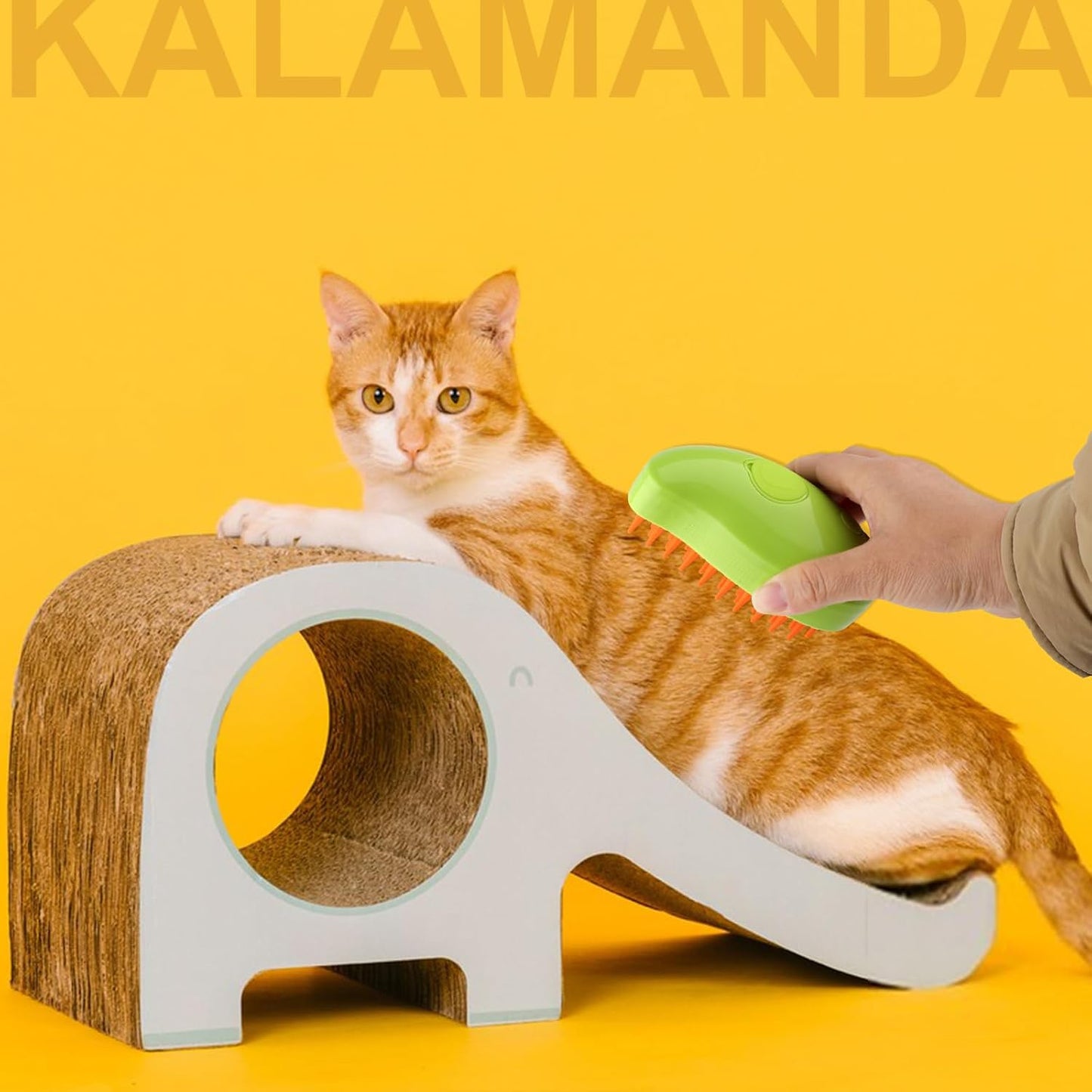 Cat Steam Brush, 3 in 1 Steamy Pet Brush, Silicone Massage Dog Hair Remover Comb(Mango/Avocado)