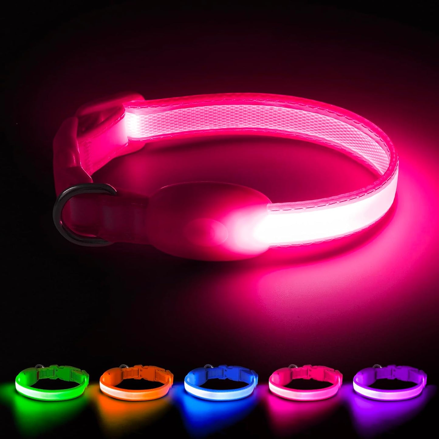 LED Dog Collar, Light up Dog Collar Adjustable USB Rechargeable Super Bright Safety Light Glowing Collars for Dogs