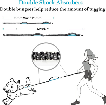 Retractable Hands Free Dog Leash - Dual Handle Bungee Waist Leash for Small, Medium and Large Dogs (Medium/Large, 25-150 Lbs, Orange)