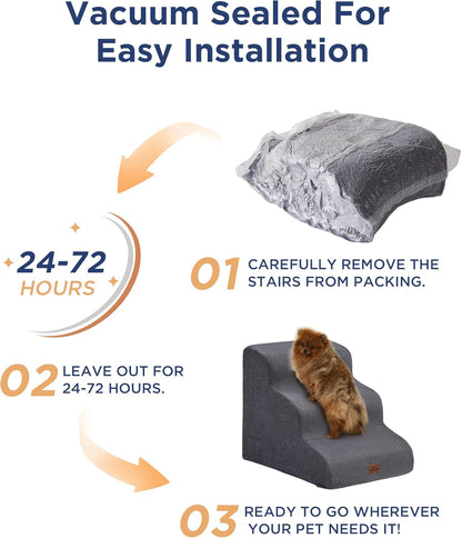 Curved Dog Stairs Ramp for High Beds 28.7" H, 5-Step Dog Steps for Small Dogs and Cats, Pet Stairs for High Bed Climbing, Non-Slip Balanced Pet Step
