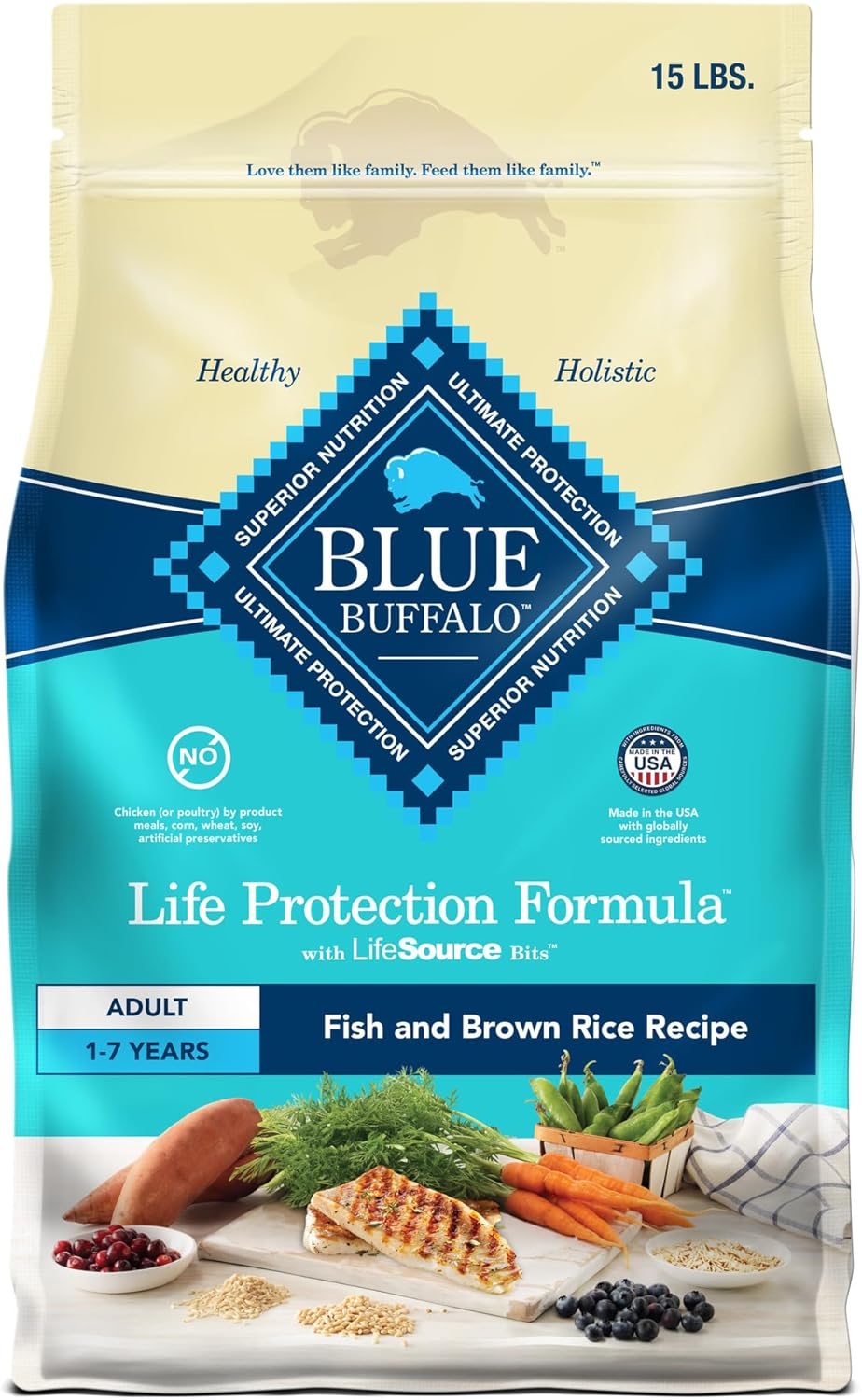 Life Protection Formula Adult Dry Dog Food, Helps Build and Maintain Strong Muscles, Made with Natural Ingredients, Chicken & Brown Rice Recipe, 15-Lb. Bag