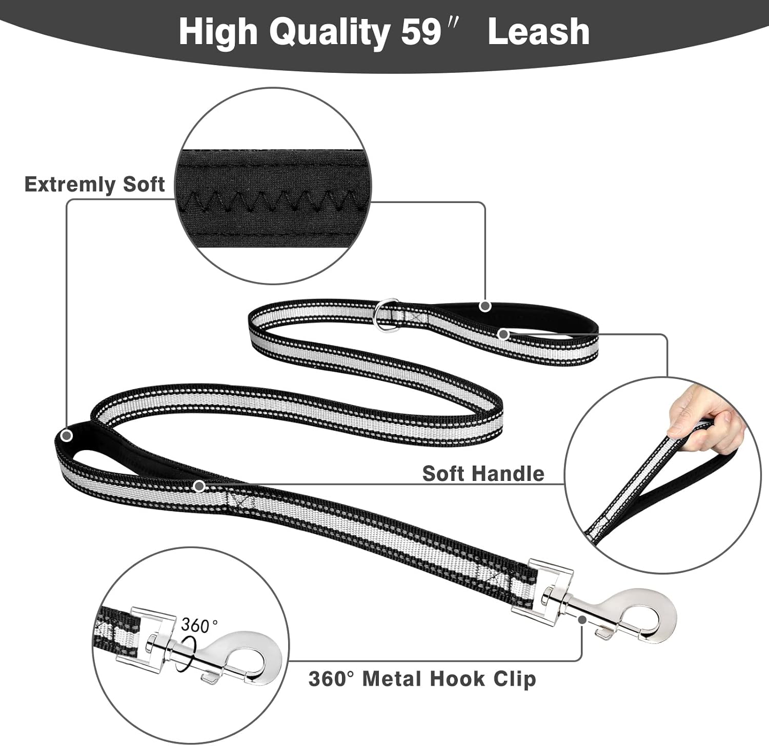 Pet Harness Collar and Leash Set, All-In-One Reflective Dog Harness No Pull with Adjustable Buckles, Small, Medium, Large, and Extra-Large Dogs (Black)
