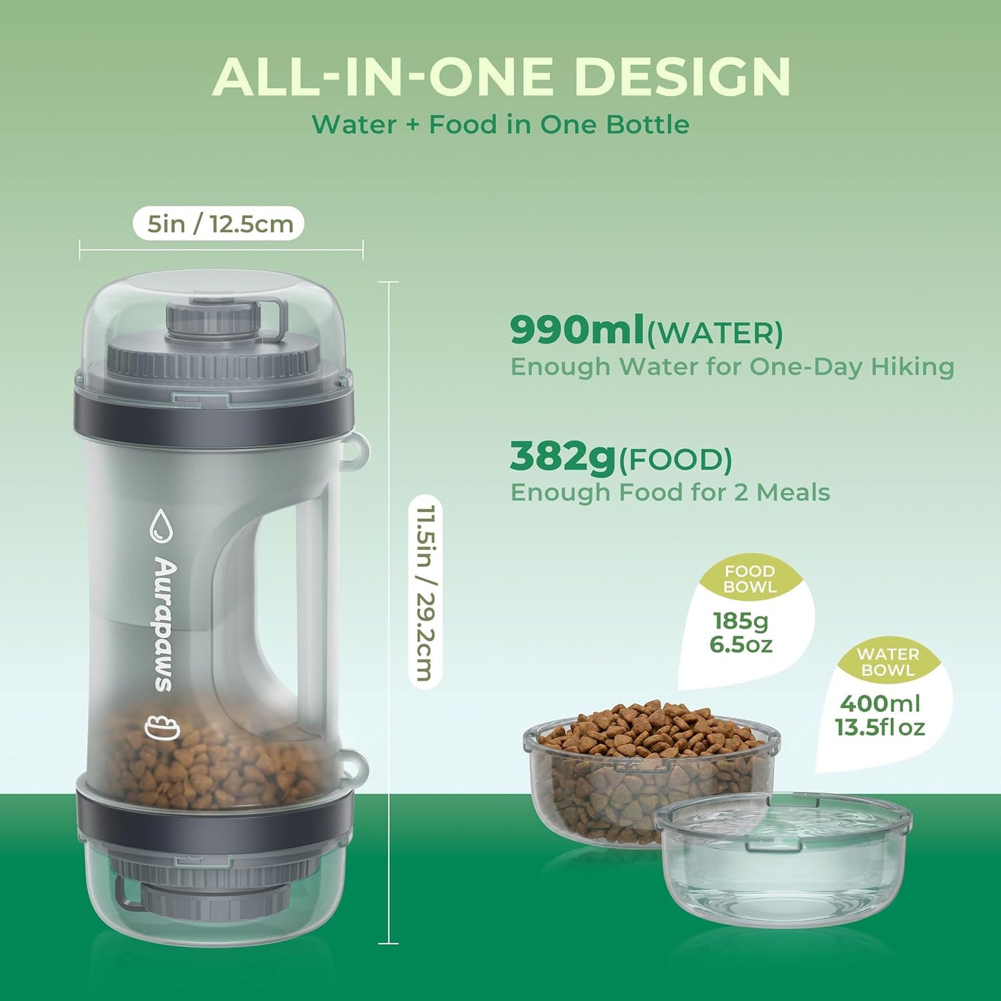 33.5Oz Portable Dog Water Bottle for Travel Hydration & Food Feeder
