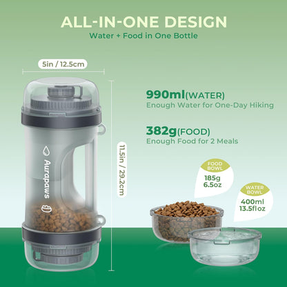 33.5Oz Portable Dog Water Bottle for Travel Hydration & Food Feeder