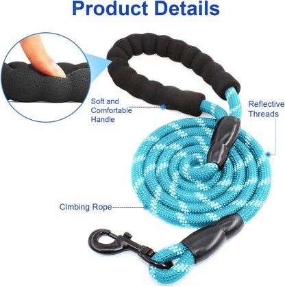 Double Dog Leash, Dual Dog Leash, 360° Swivel Tangle Free Bungee Walking Training for Large Medium Dogs, Shock Absorbing Bungee Reflective for Two Dogs, 18~123 Lbs, Blue