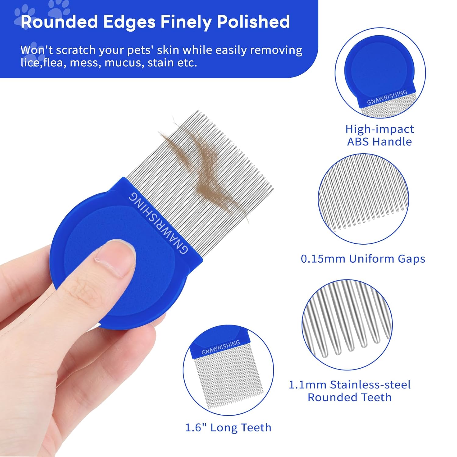 4-Pack Flea Comb for Dogs & Cats Stainless Steel Pet Grooming Comb Set
