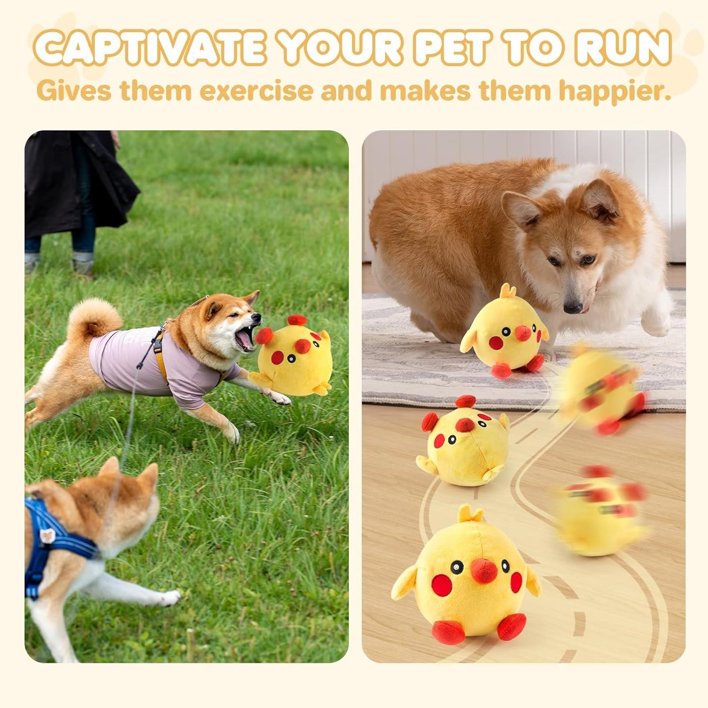 Interactive Dog Toys, 2025 Lnteractive Dog Toys Moving Dog Toy Rechargeable Active Moving Pet Plush Toy Keep Pets Busy, Puppy Toys Talking Jumping Music Ball for Small Medium Large Breed