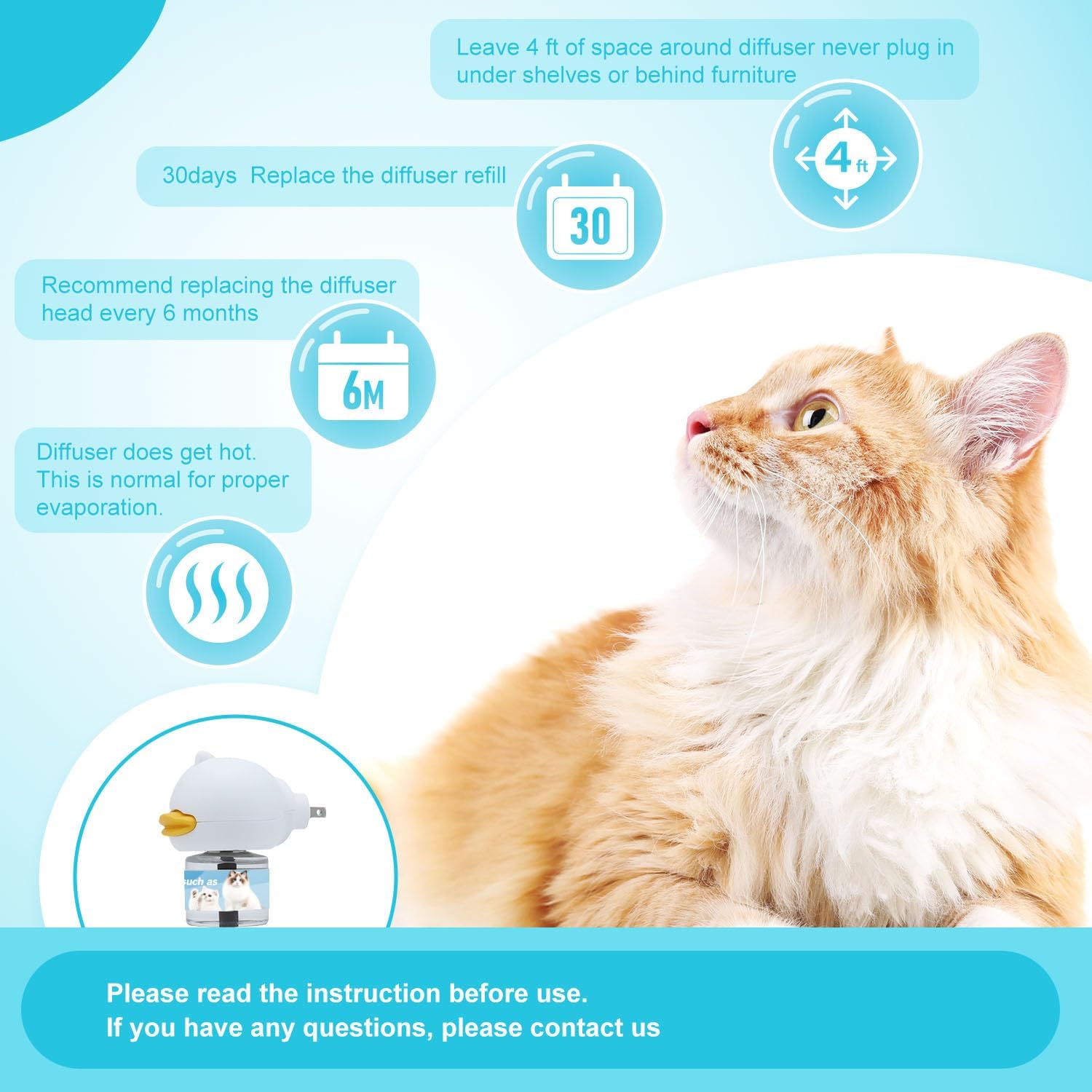 Cat Calming Diffuser 2 Pack Multi Cat Pheromones Diffuser Helps Calm Cats for 60 Days Effectively Relieve Anxiety Stress