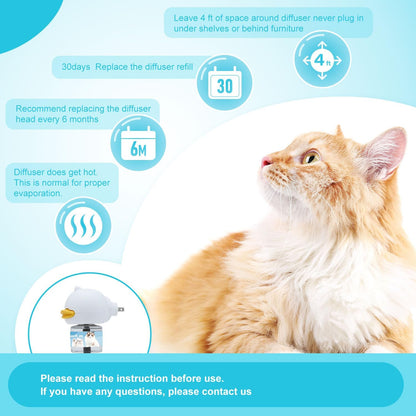 Cat Calming Diffuser 2 Pack Multi Cat Pheromones Diffuser Helps Calm Cats for 60 Days Effectively Relieve Anxiety Stress