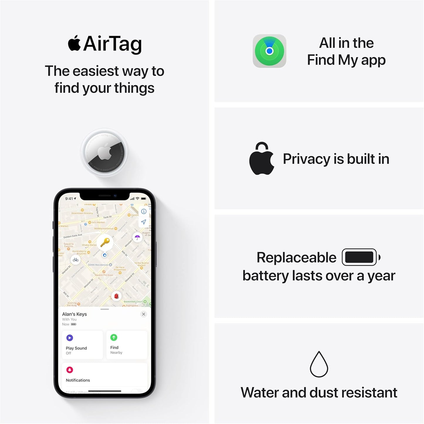 Airtag. Keep Track of and Find Your Pets, Keys, Wallet, Luggage, Backpack, and More. Simple One-Tap Set up with Iphone or Ipad