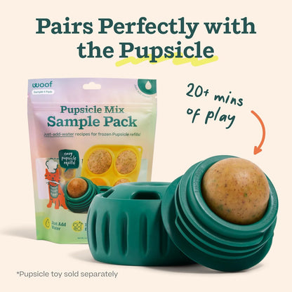 Pupsicle Mix Sample Pack - Easy-To-Make DIY Pupsicle Refills - Delicious Mix for the Pupsicle Interactive Dog Toy - with Bacon & Cheese, Calming, Balanced Belly, and Dental Mix - 4 Pack Sampler