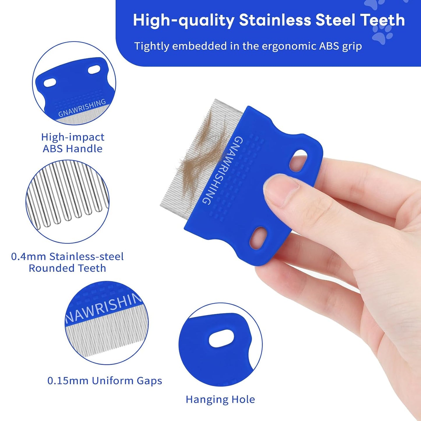 4-Pack Flea Comb for Dogs & Cats Stainless Steel Pet Grooming Comb Set