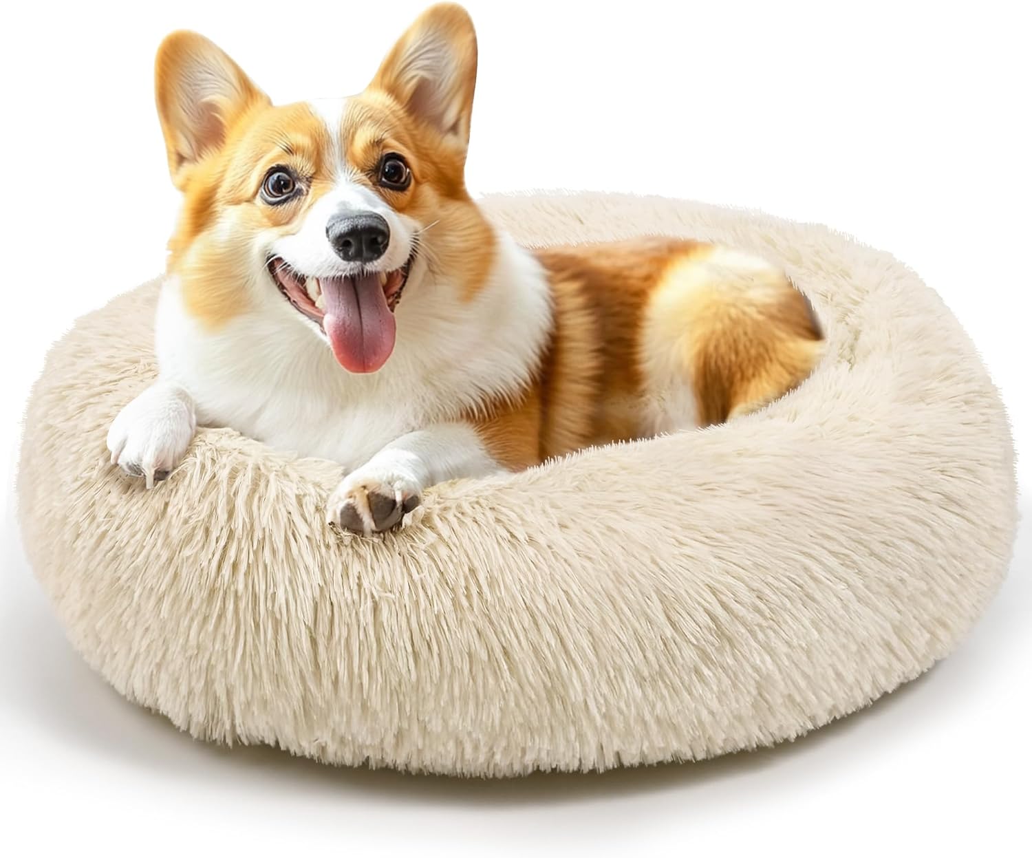 Calming Indoor Donut Bed for Dogs & Cats   