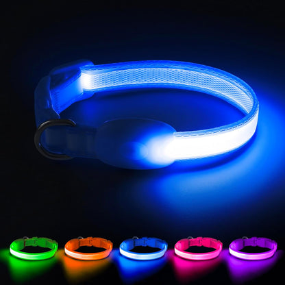 LED Dog Collar, Light up Dog Collar Adjustable USB Rechargeable Super Bright Safety Light Glowing Collars for Dogs