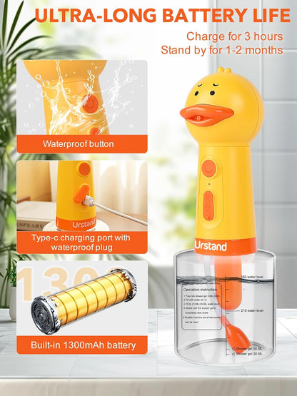 Dog Foaming Soap Dispenser, Automatic Electric Dog Shampoo Foamer Sprayer, Rechargeable Ducky Foaming Dog Shampoo Sprayer for Dog and Cat Bathing