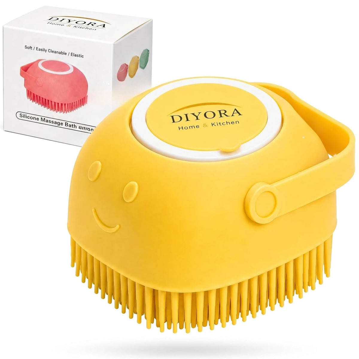 Pet Shampoo Brush, 2-In-1 Silicone Bath Brush with Soap Dispenser for Dogs & Cats