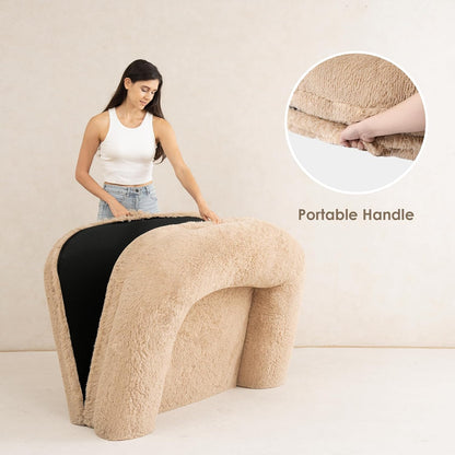 Foldable XXL Dog Bed for Large Sized Dog, 54"X38"X7.5" Faux Fur Fluffy Pet Couch Bed, Orthopedic Calming Memory Foam Big Pet Bed, Washable Pet Sofa Bed with Non-Slip Bottom, Camel