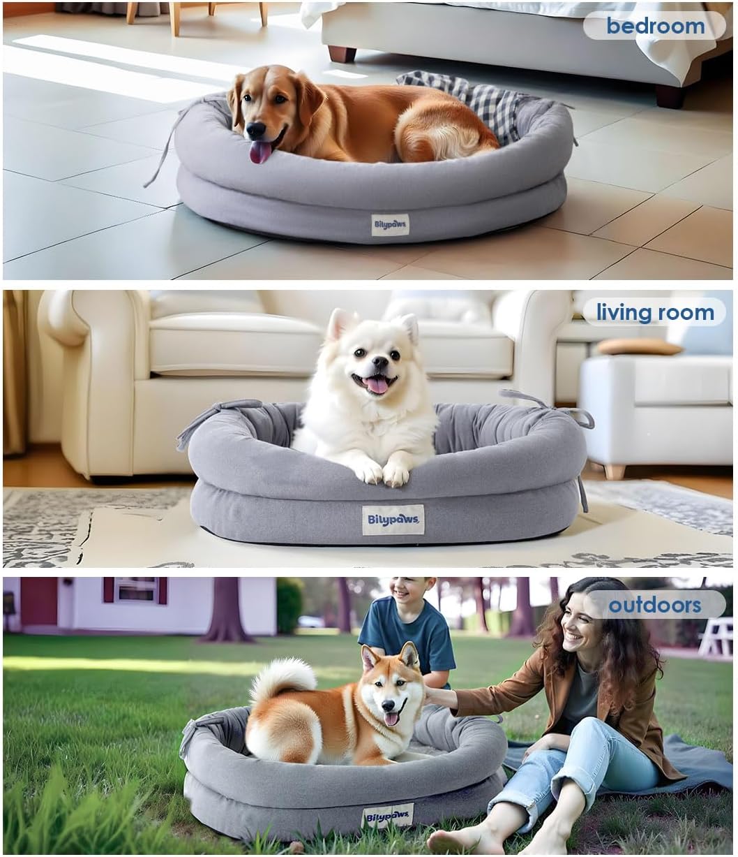 Orthopedic Dog Bed For Large Dogs, Pet Sofa Bed with Egg Crate Foam, 4-Sided Bolster, Removable Washable Cover & Anti-Slip Bottom, Gray