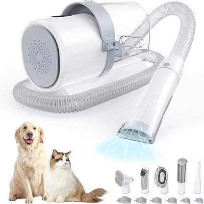 Pet Grooming Vacuum Kit, Professional Dog Grooming Clippers with 2.5L Cup, 3 Suction Modes, Cordless Clippers, 5 Groomer Tools, Low Noise Pet Hair Trimmer 