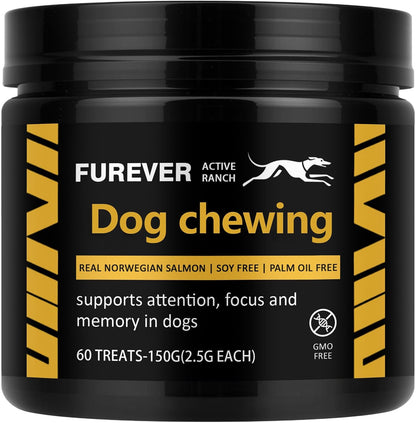 Dog Brain Health Soft Chews with Norwegian Salmon Oil, Daily Nutritional Support Treats for Adult and Senior Dogs, Salmon Flavor, Soy Free, Palm Oil Free, 60 Count