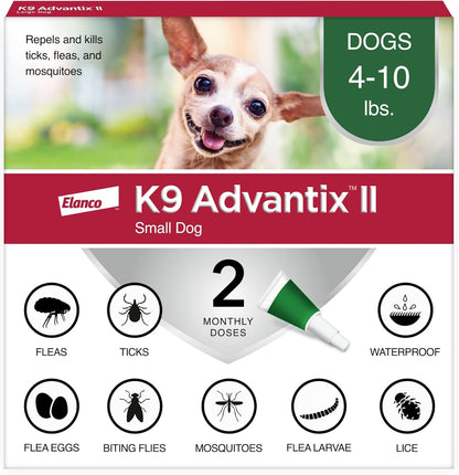 Small Dog Vet-Recommended Flea, Tick & Mosquito Treatment & Prevention | Dogs 4-10 Lbs. | 2-Mo Supply