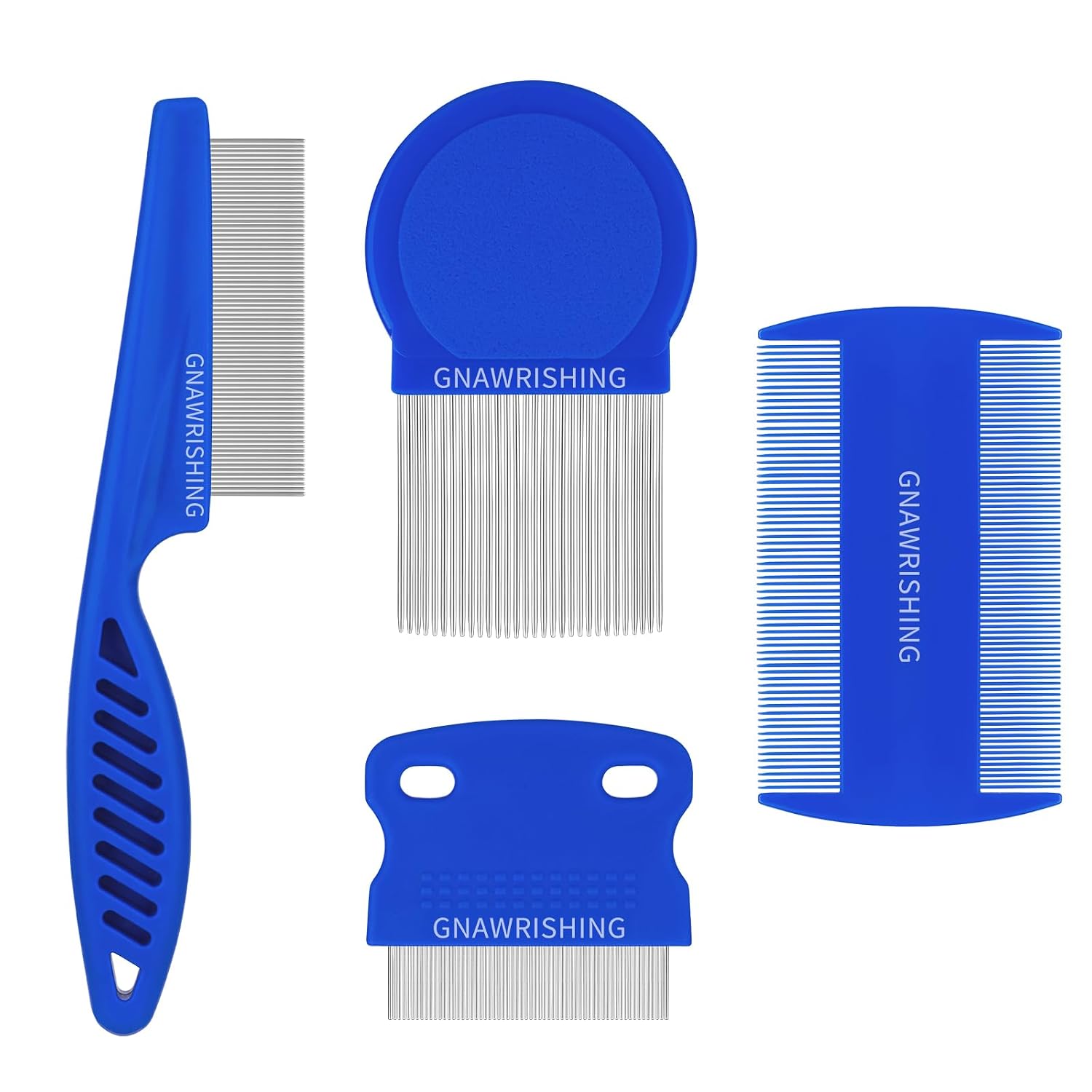 4-Pack Flea Comb for Dogs & Cats Stainless Steel Pet Grooming Comb Set