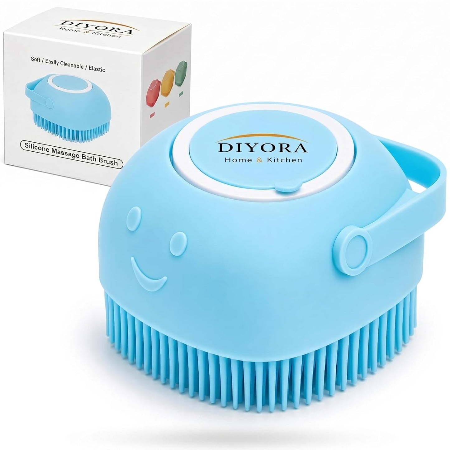 Pet Shampoo Brush, 2-In-1 Silicone Bath Brush with Soap Dispenser for Dogs & Cats