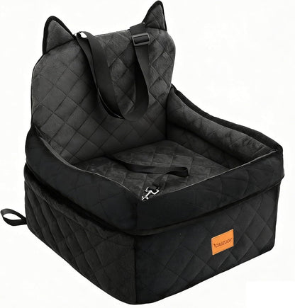 Dog Car Seat for Small/Medium Dogs up to 35Lbs,Elevated Cushion Fits in Front/Back Seat