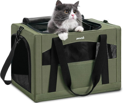 Cat Carrier Stable, Pet Carrier Breathable and Portable, Cat Carriers Bag with Scientific Hidden Partition, Carriers for Cat under 5Kg, Dog Carrier Suitable for Travel and Outing, Gray