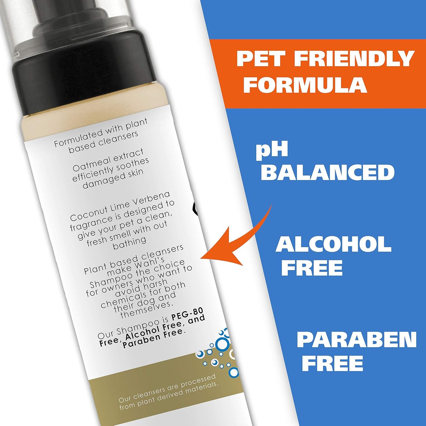 Wahl Pet Friendly Waterless No Rinse Shampoo for Animals - Coconut Lime Verbena Scent – Oatmeal Formula Cleans, Conditions, Detangles & Moisturizes Dogs Fur – 7.1 Oz 