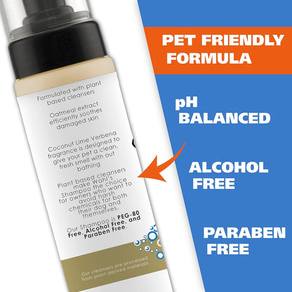 Wahl Pet Friendly Waterless No Rinse Shampoo for Animals - Coconut Lime Verbena Scent – Oatmeal Formula Cleans, Conditions, Detangles & Moisturizes Dogs Fur – 7.1 Oz 