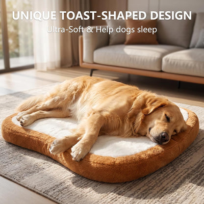 Toast Shaped Dog Bed Mats with Orthopedic Foam, Machine Washable Non-Slip Pet Bed