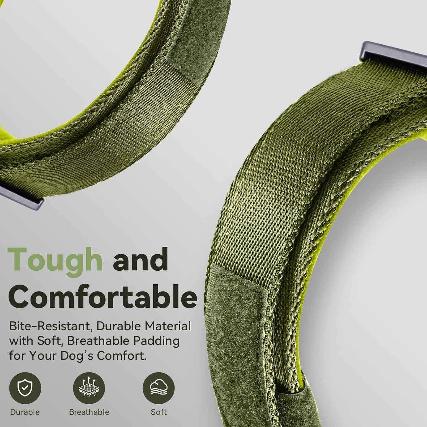 2025 Upgrade Waterproof Airtag Dog Collar, Military Tactical Dog Collar with Airtag Holder, Comfortable Control Handle and Metal Buckle, GPS Dog Collar Holder for Medium to Large Dogs (Armygreen, L)