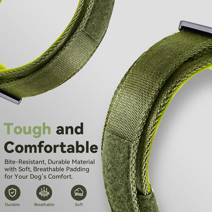 2025 Upgrade Waterproof Airtag Dog Collar, Military Tactical Dog Collar with Airtag Holder, Comfortable Control Handle and Metal Buckle, GPS Dog Collar Holder for Medium to Large Dogs (Armygreen, L)