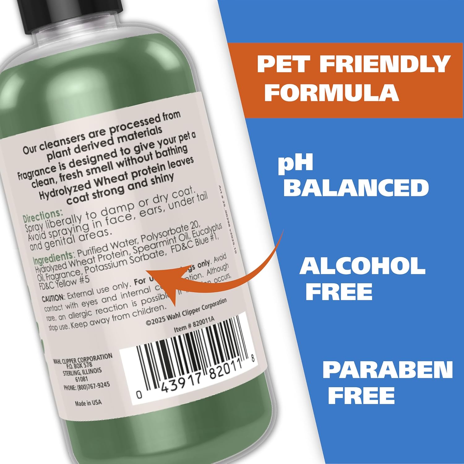 Wahl USA Deodorizing & Refreshing Pet Deodorant for Dogs - Eucalyptus & Spearmint Scent to Refresh the Skin and Coat 