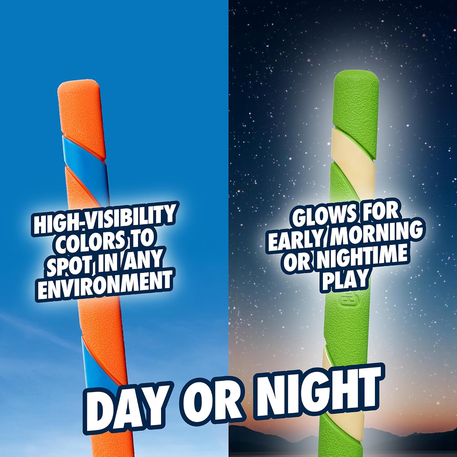 Interactive Dog Toy Ultra Fetch Stick Day & Night Bundle, 12 Inches, Outdoor, Pack of 2