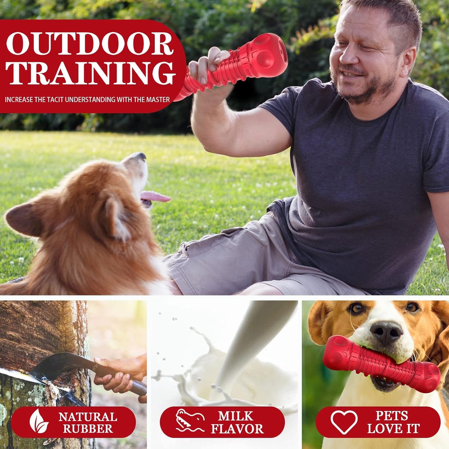 Dog Squeaky Toy for Aggressive Chewers, Durable Chew Toy for Large Medium Breed Dogs