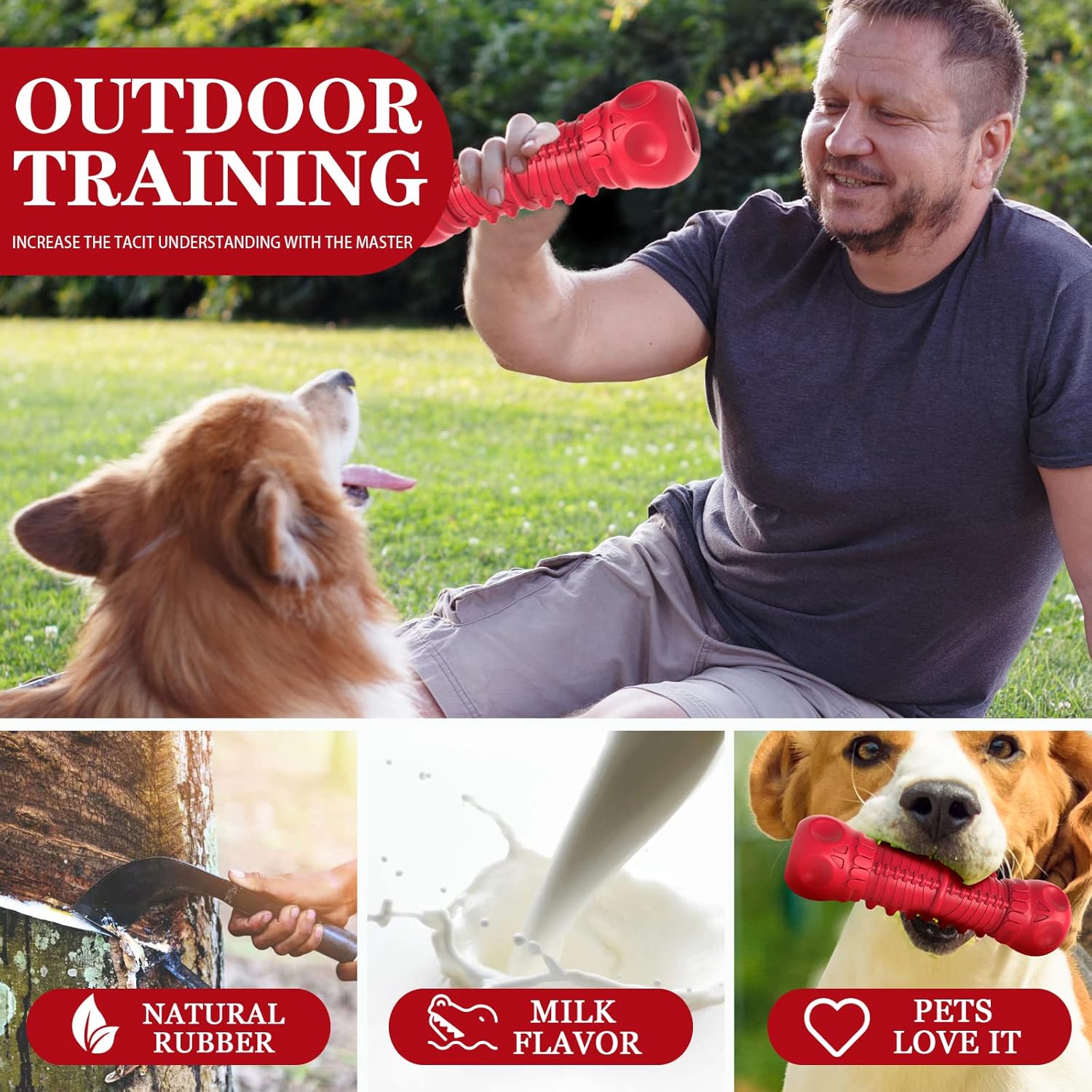 Dog Squeaky Toy for Aggressive Chewers, Durable Chew Toy for Large Medium Breed Dogs