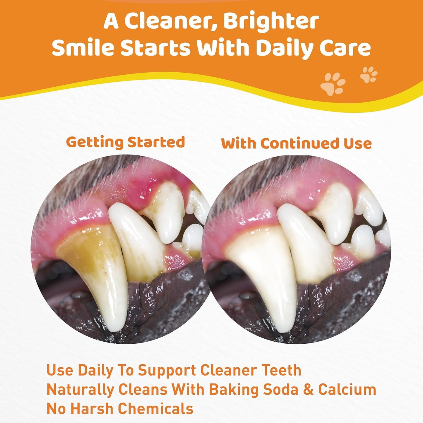 Dog Teeth Cleaning Powder - Natural Dog Dental Powder -Gentle Dog Breath Freshener, Dog Plaque and Tartar Remover, Vet Formulated - 60 Scoops