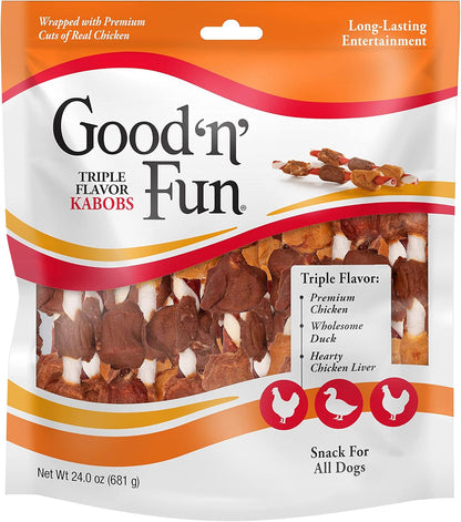 Good 'N' Fun Kabobs Long-Lasting Dog Treat, with Real Proteins, Beef Hide and Premium Chicken, Supports Dental Health, Mental Stimulation, 18 Count