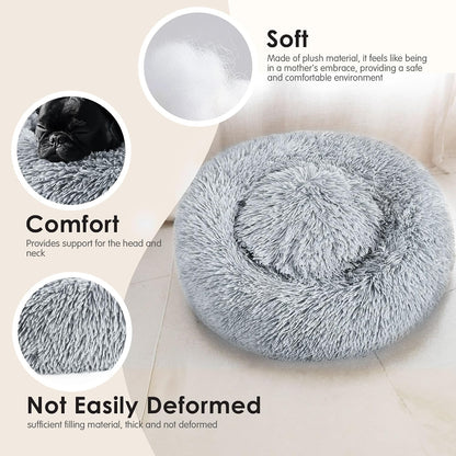 Calming Indoor Donut Bed for Dogs & Cats   