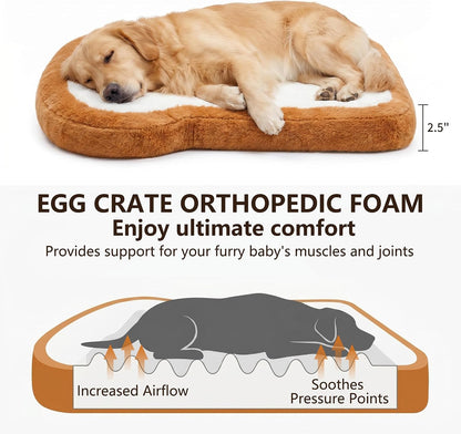 Toast Shaped Dog Bed Mats with Orthopedic Foam, Machine Washable Non-Slip Pet Bed