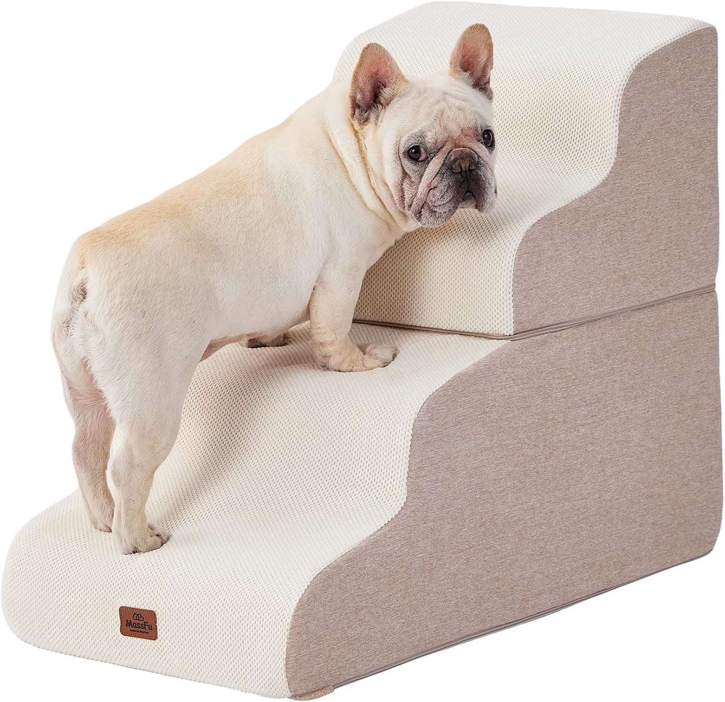 Curved Dog Stairs Ramp for High Beds 28.7" H, 5-Step Dog Steps for Small Dogs and Cats, Pet Stairs for High Bed Climbing, Non-Slip Balanced Pet Step