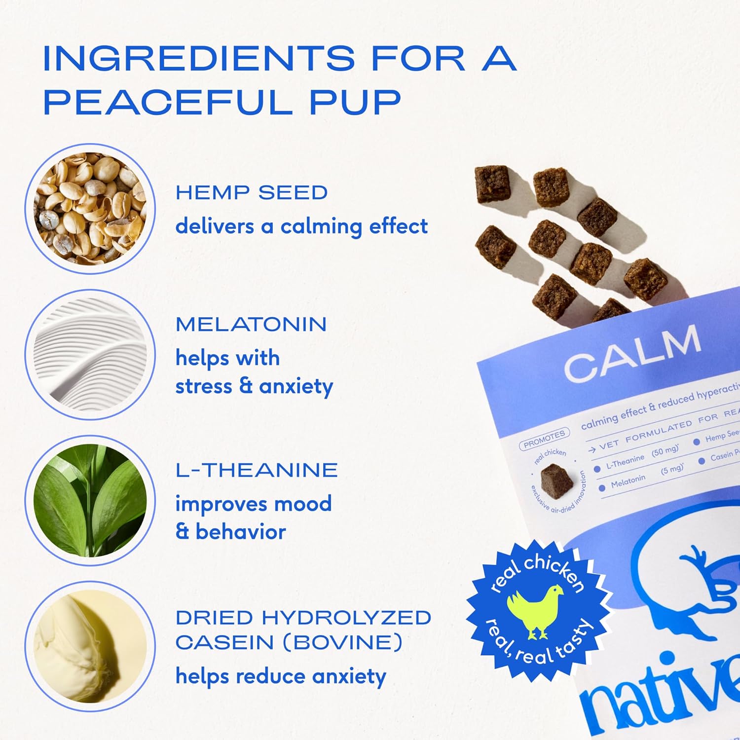 Calming Chews for Dogs - Melatonin for Dogs Anxiety Relief - Grain Free All Natural Hemp Calming Treats & L-Theanine Helps Manage Stress & Separation Anxiety - Puppy Sleep Aid - 30 Chews
