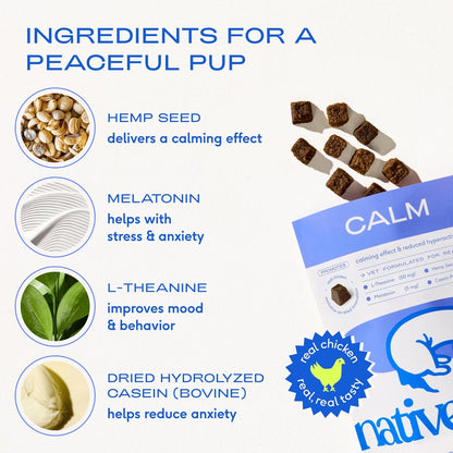 Calming Chews for Dogs - Melatonin for Dogs Anxiety Relief - Grain Free All Natural Hemp Calming Treats & L-Theanine Helps Manage Stress & Separation Anxiety - Puppy Sleep Aid - 30 Chews