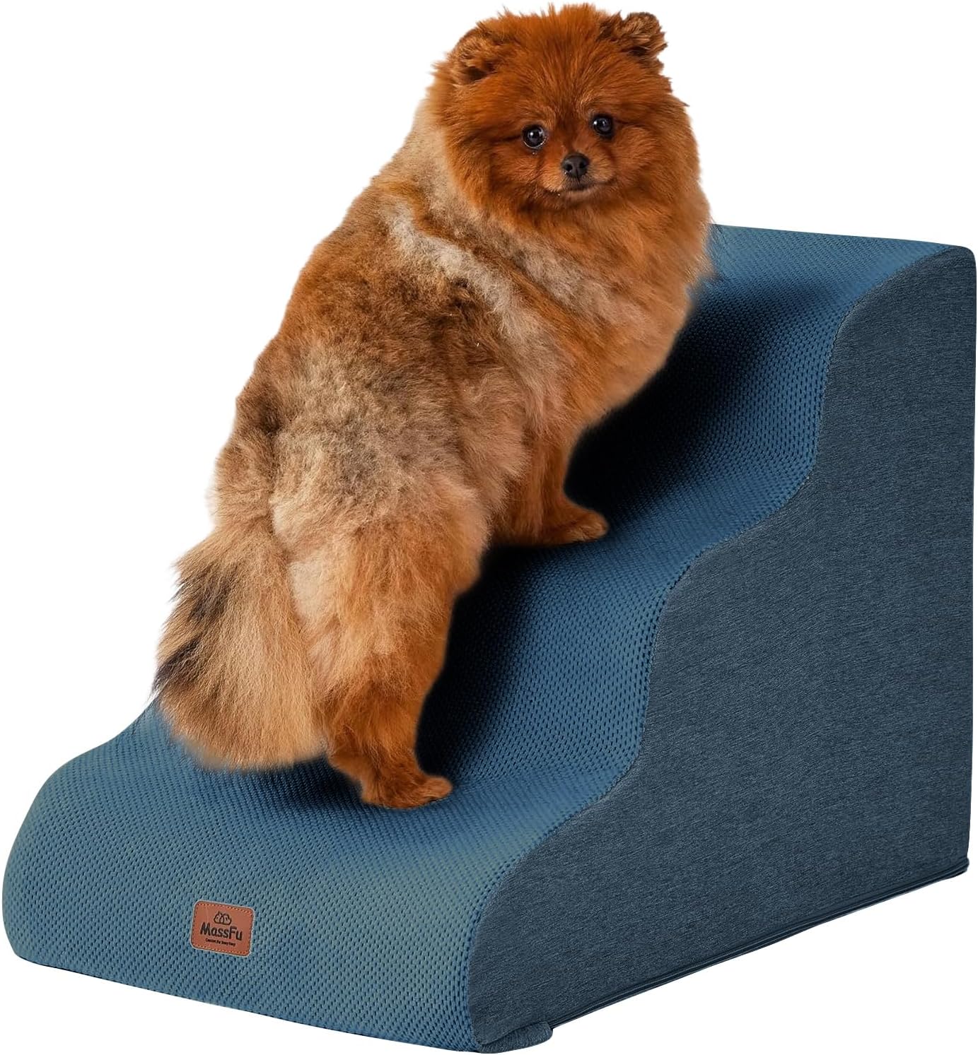 Curved Dog Stairs Ramp for High Beds 28.7" H, 5-Step Dog Steps for Small Dogs and Cats, Pet Stairs for High Bed Climbing, Non-Slip Balanced Pet Step